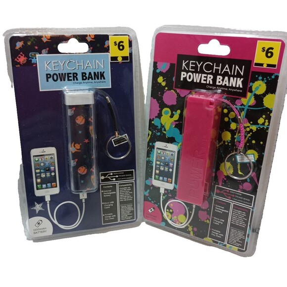New 2 - Keychain Power Bank Quick Charge iphone Smart Device Space & Solid Pink - Picture 1 of 7